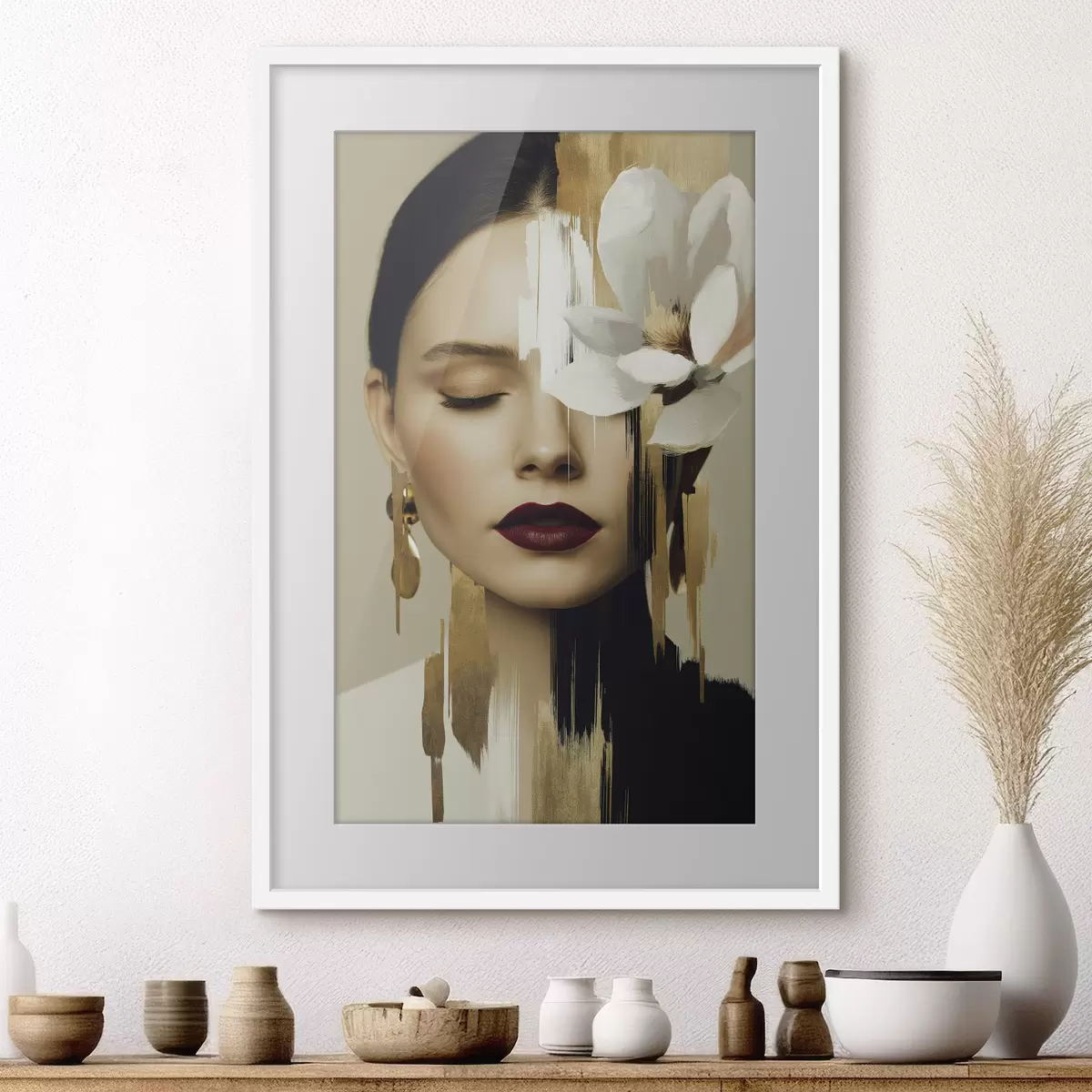 Poster Dívka s květinou ve vlasech f49933