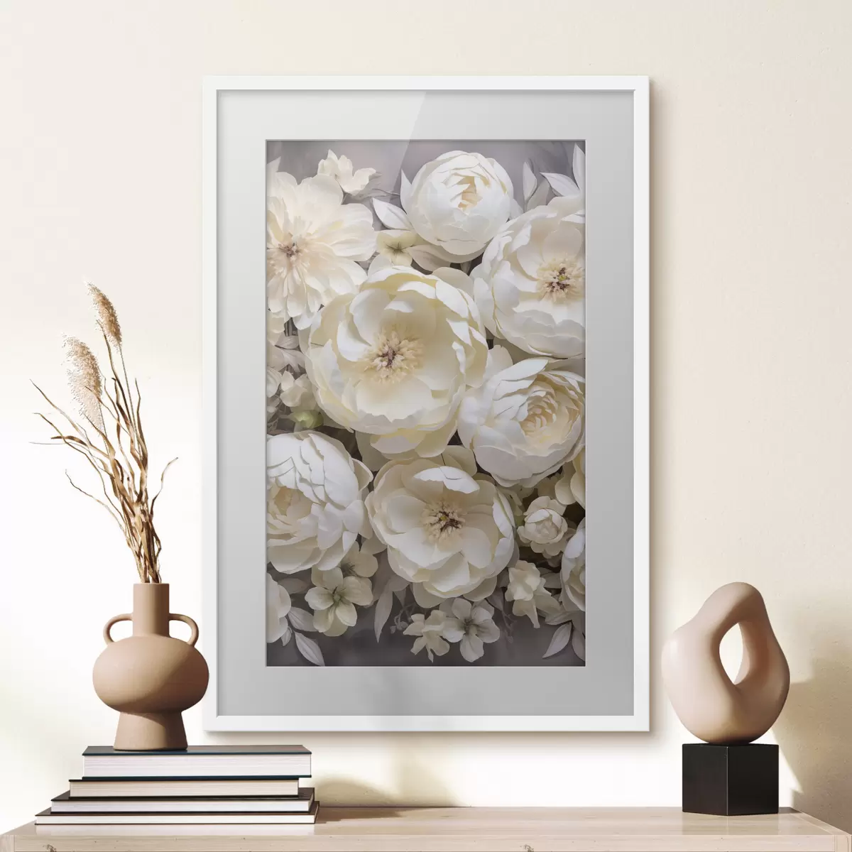 Poster Bílé pivoňky f50034