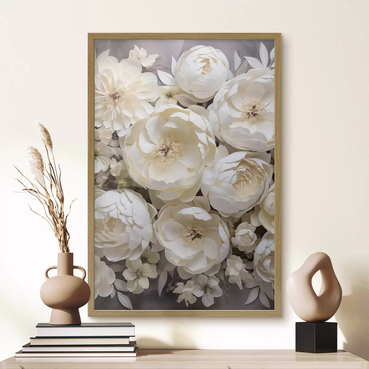 Poster Bílé pivoňky f50034