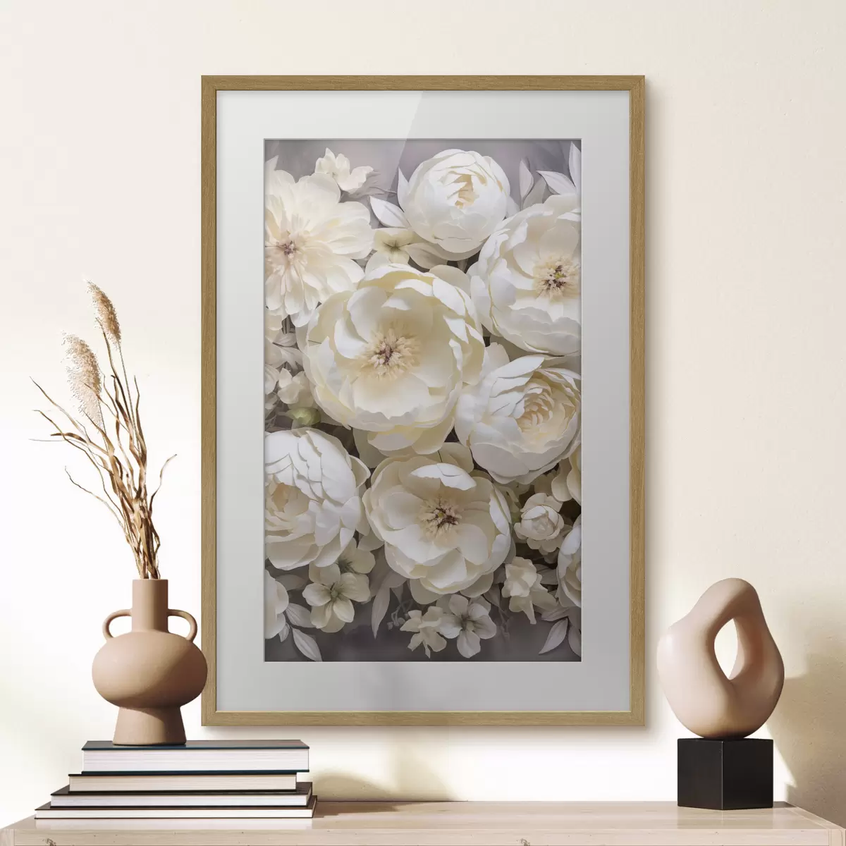 Poster Bílé pivoňky f50034