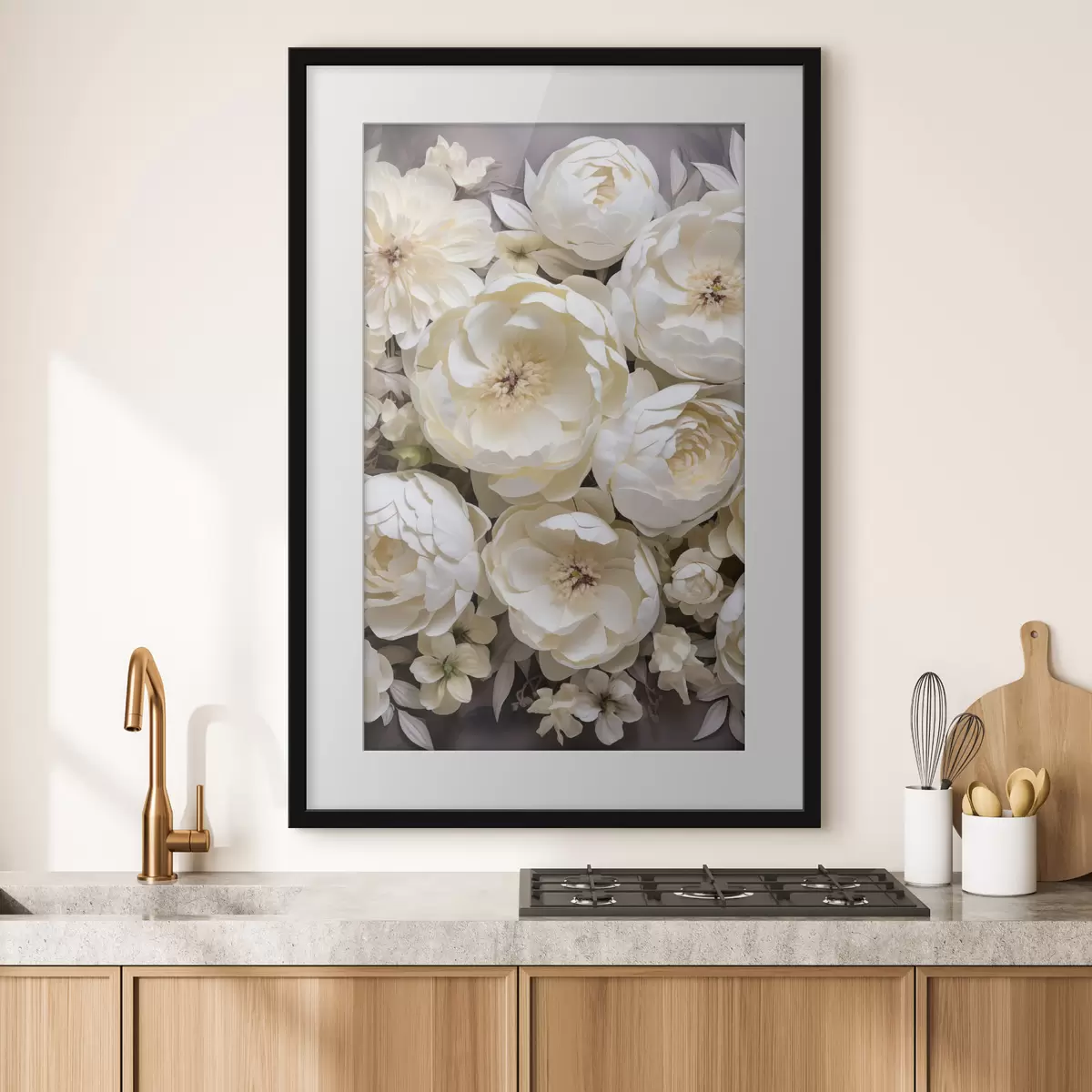 Poster Bílé pivoňky f50034