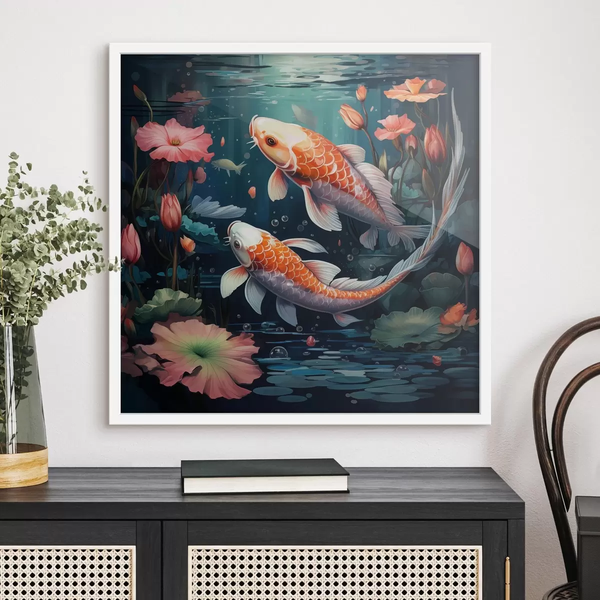 Poster Koi kapr s lotosy f50038