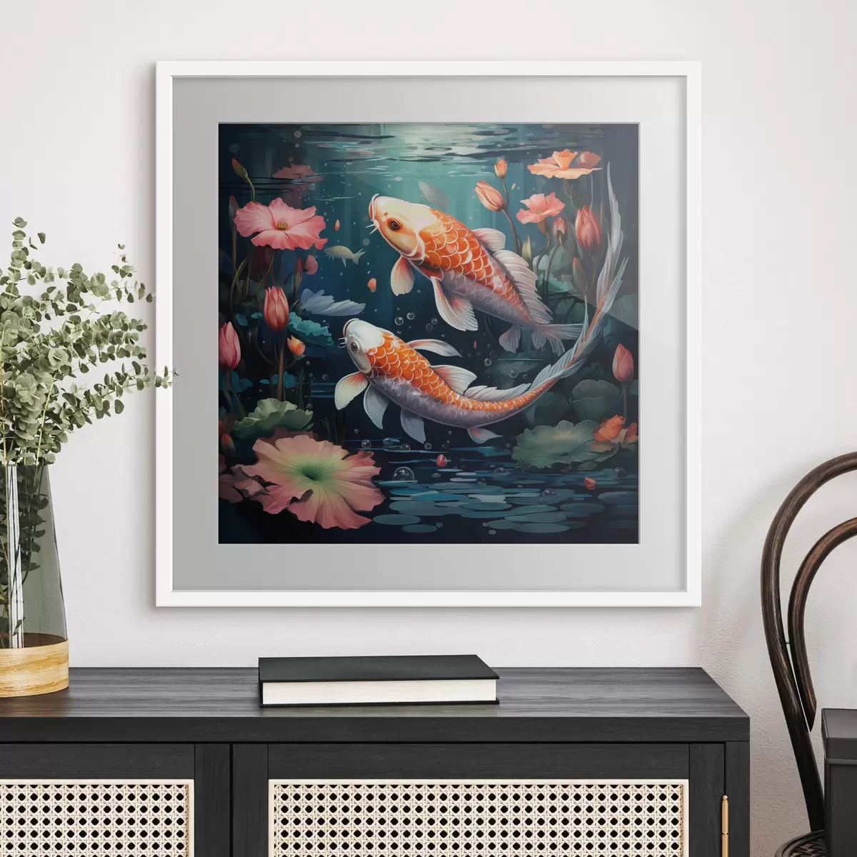 Poster Koi kapr s lotosy f50038