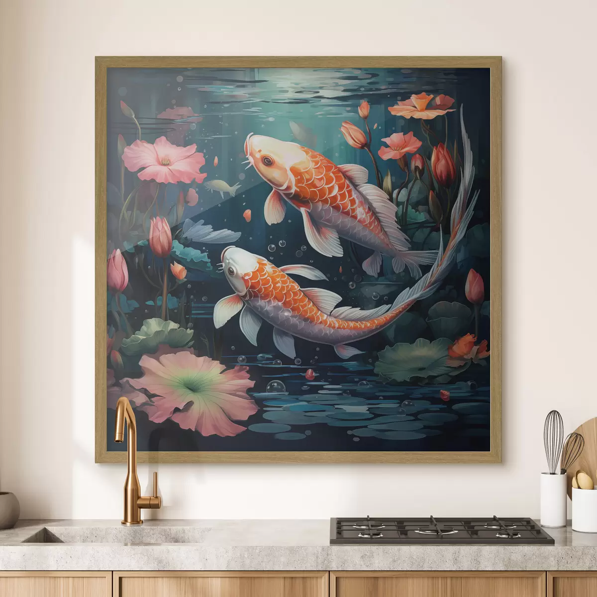 Poster Koi kapr s lotosy f50038