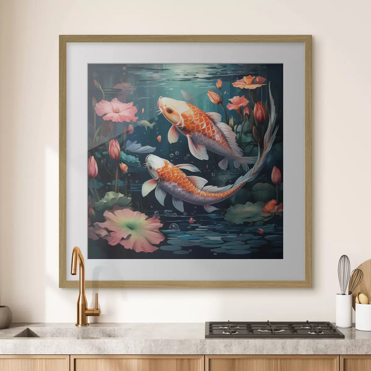 Poster Koi kapr s lotosy f50038