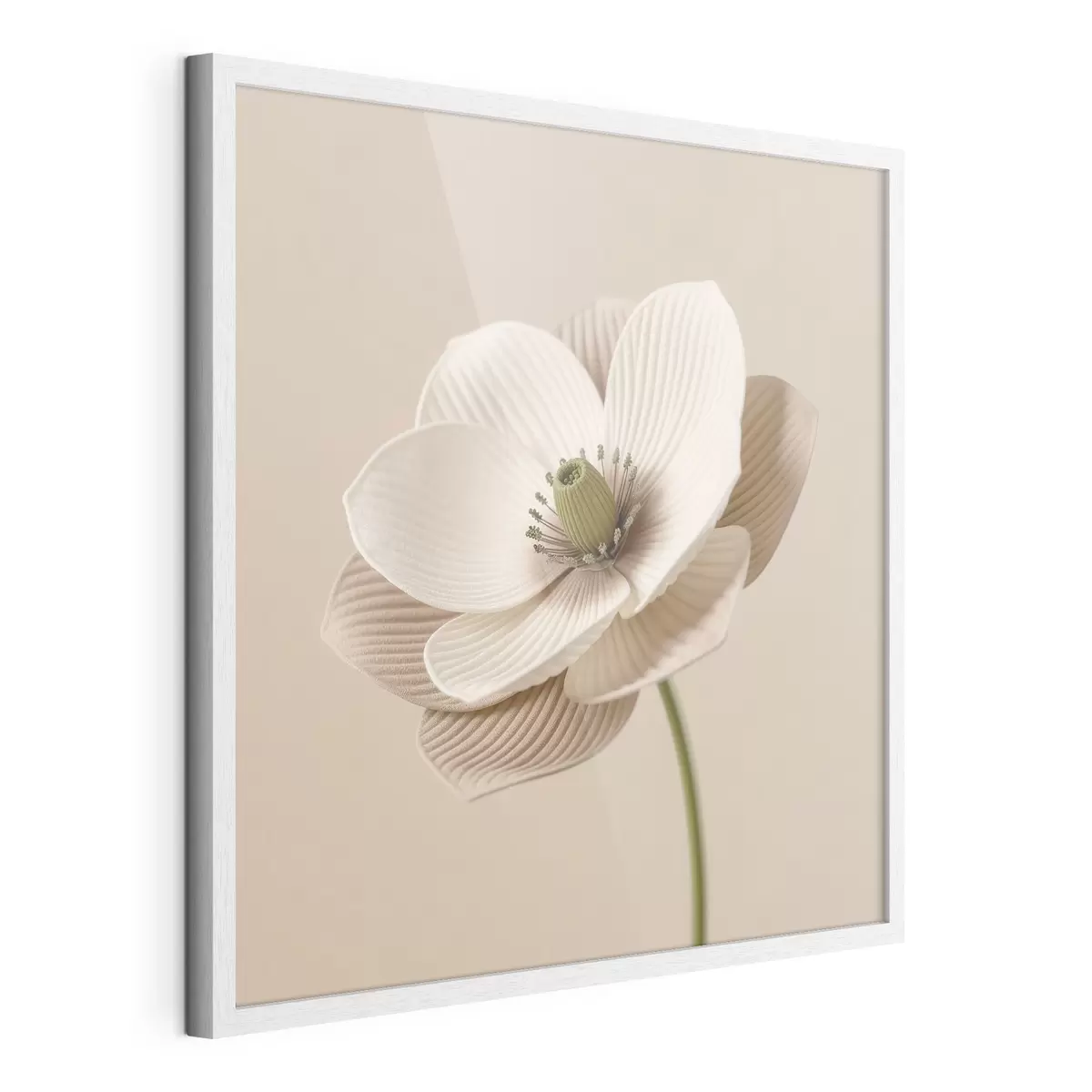 Poster Květina s reliéfními okvětními lístky v béžové barevné škále v minimalistickém stylu f49719