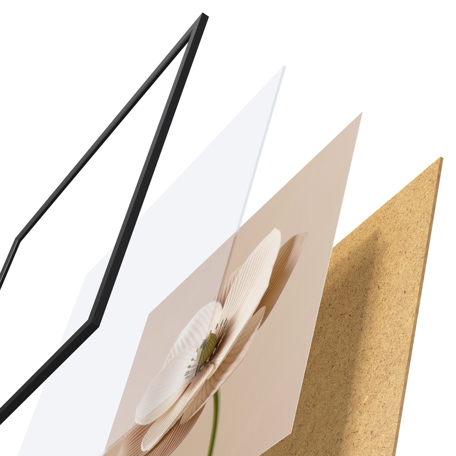 Poster Květina s reliéfními okvětními lístky v béžové barevné škále v minimalistickém stylu f49719