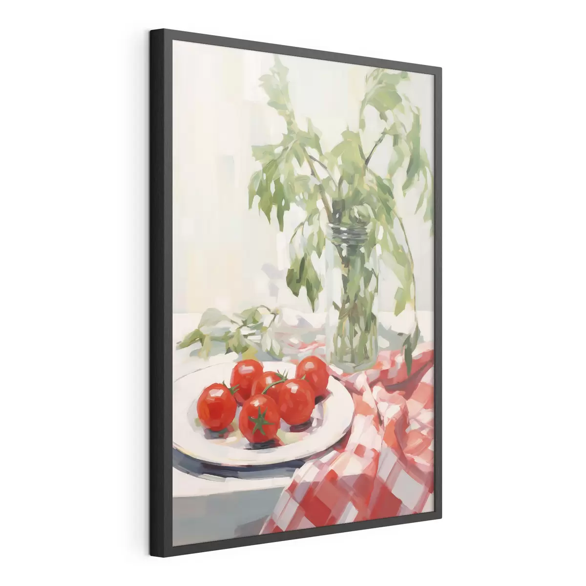 Poster Rajčata na talíři, imitace malby f50064
