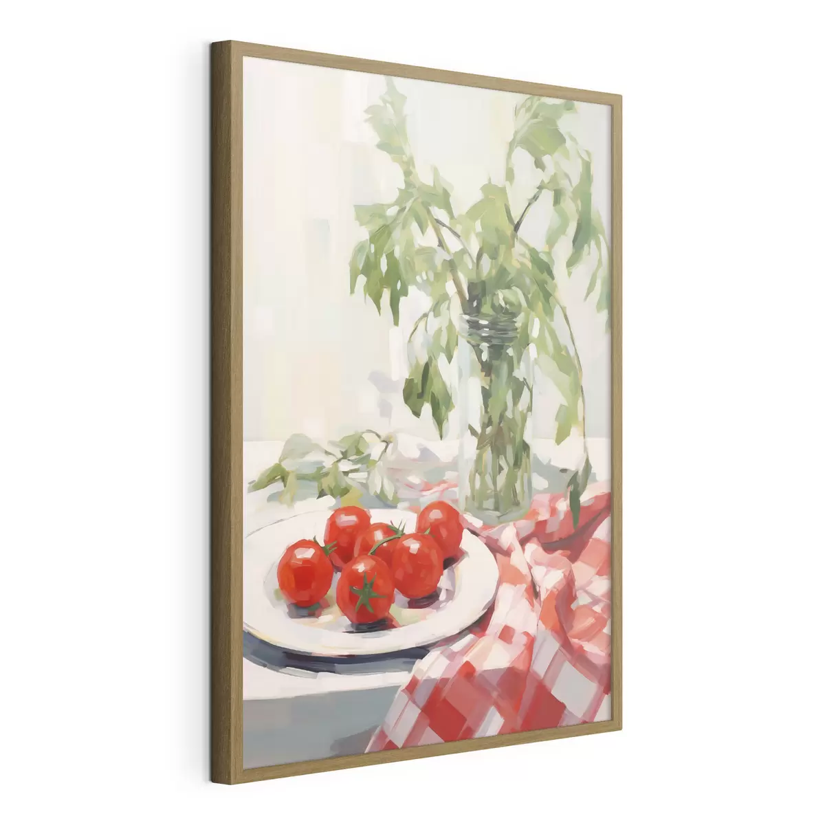 Poster Rajčata na talíři, imitace malby f50064