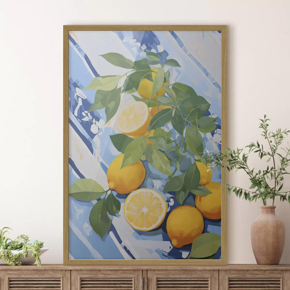 Poster Citrony, imitace malby f50066