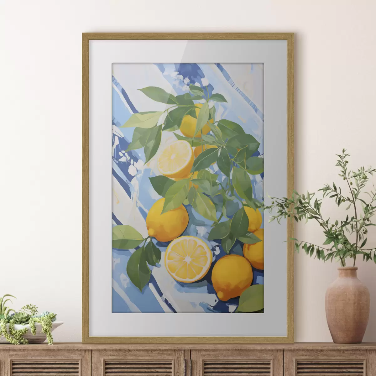 Poster Citrony, imitace malby f50066
