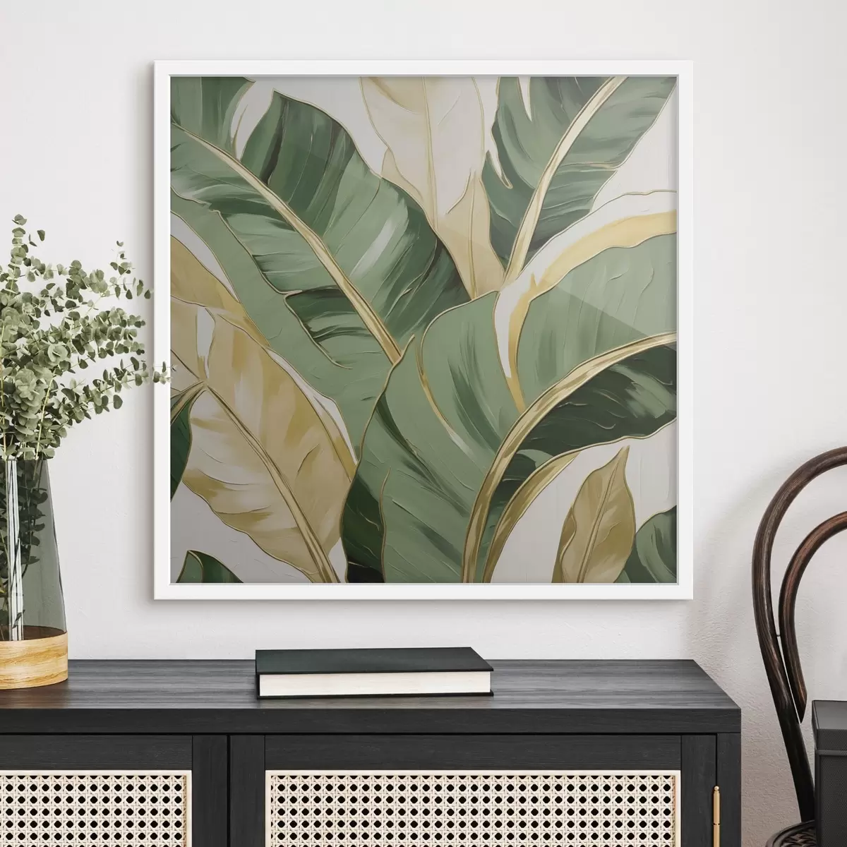 Poster Velké listy, imitace malby f50078