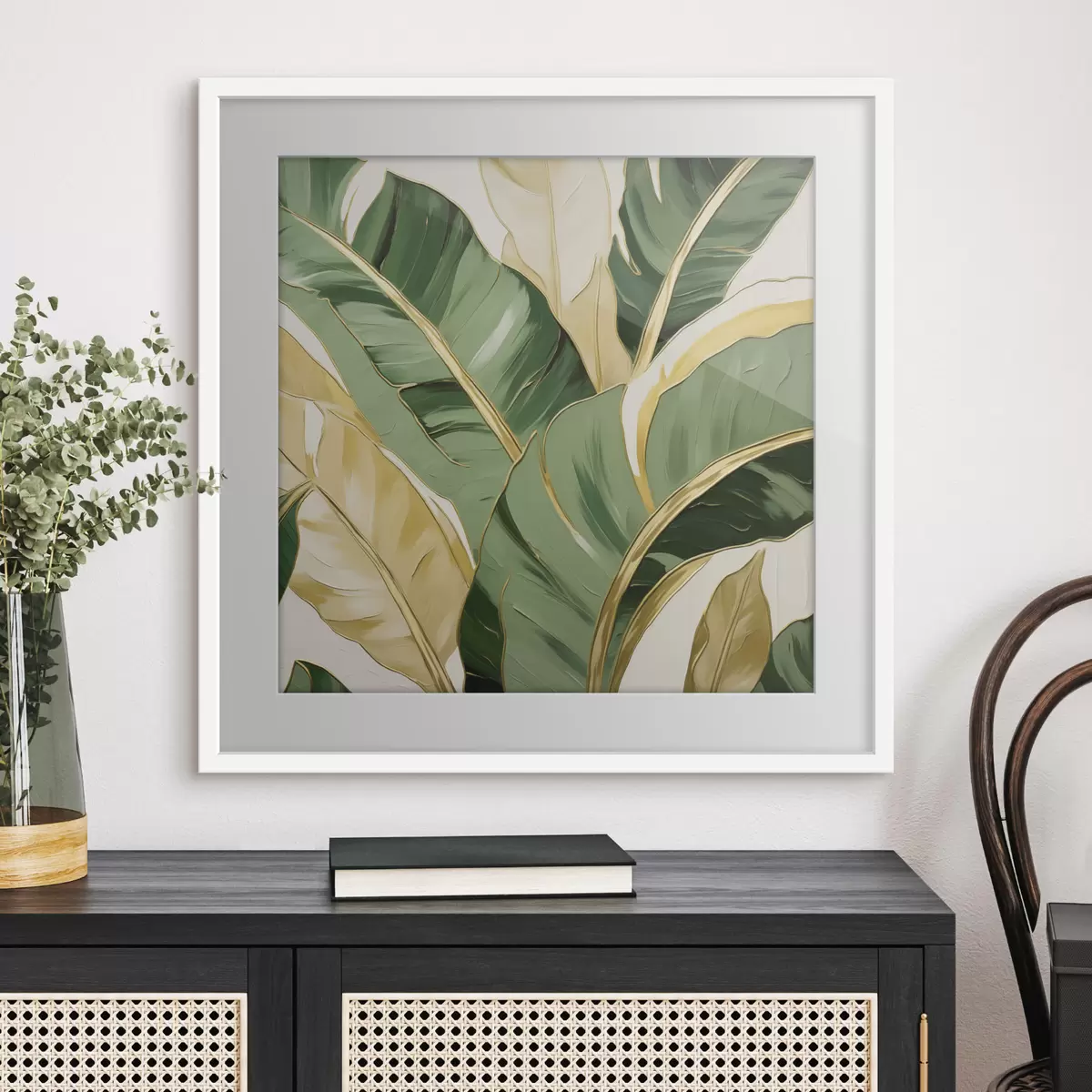 Poster Velké listy, imitace malby f50078