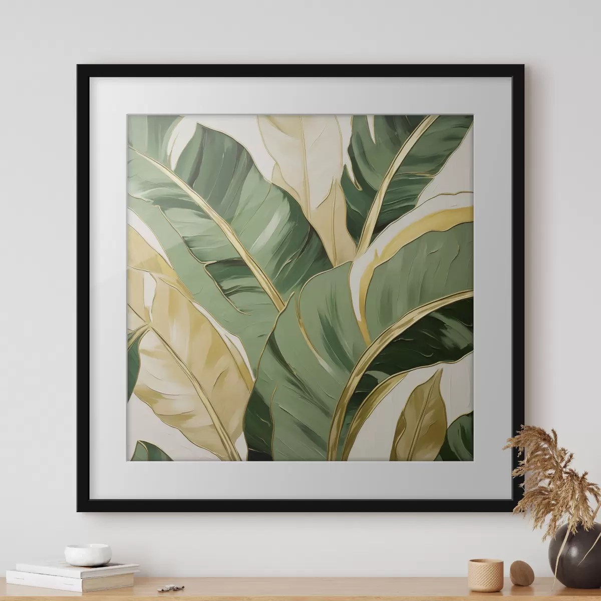 Poster Velké listy, imitace malby f50078