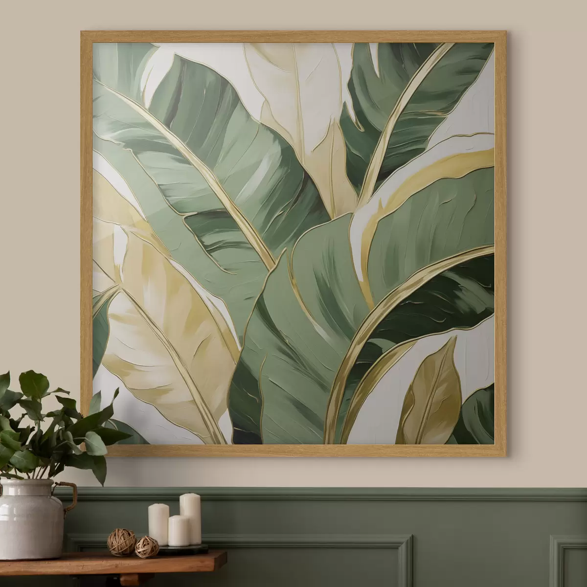 Poster Velké listy, imitace malby f50078