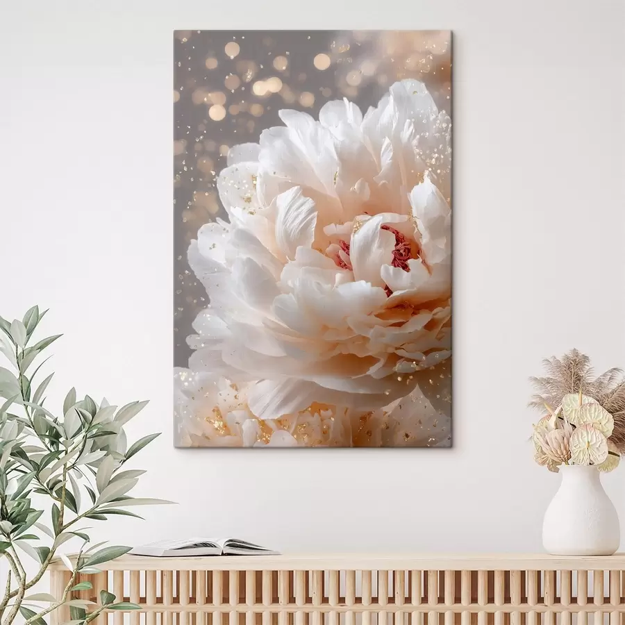 Fototapet Svěží bílý květ s jemným leskem s49981