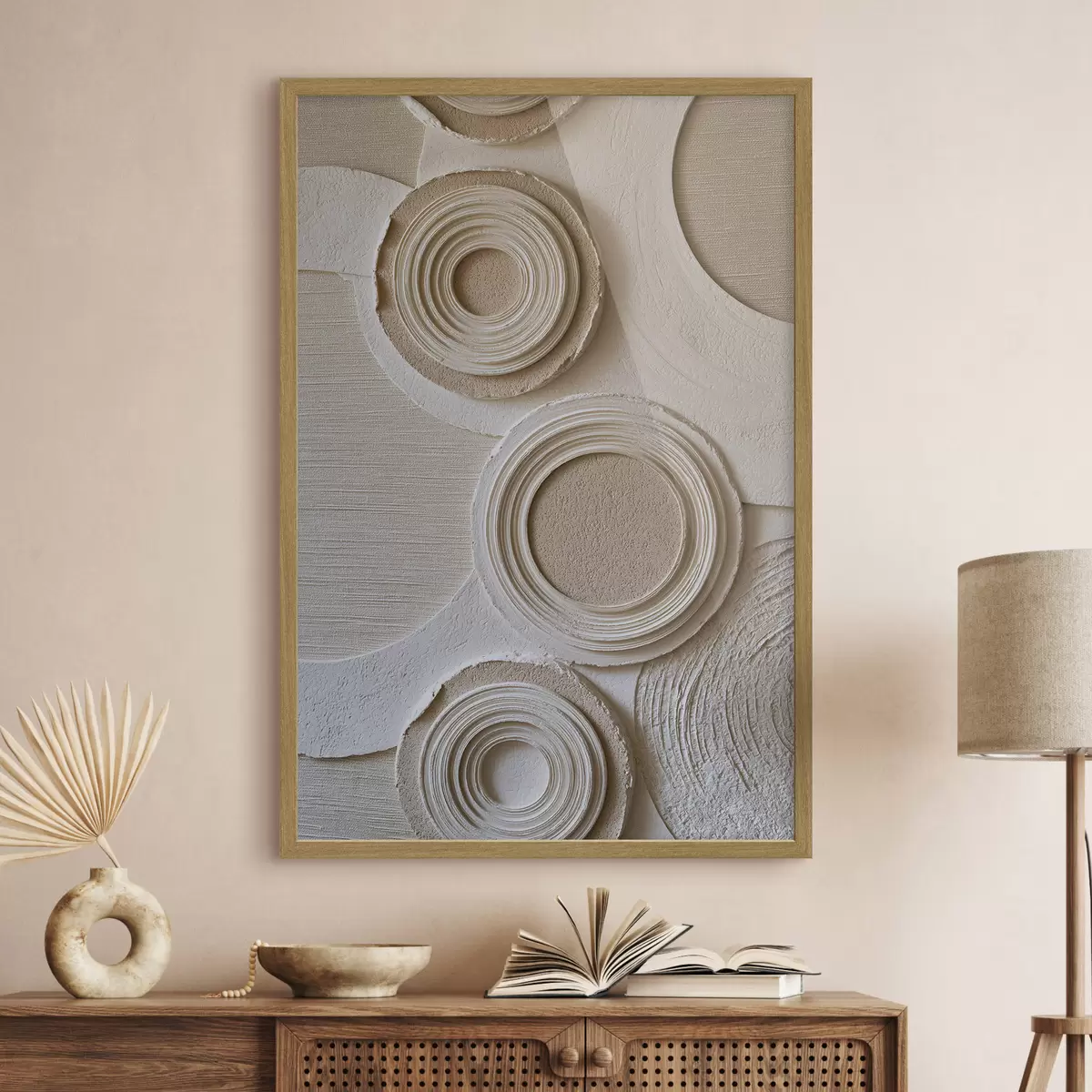 Poster Geometrická kompozice s kruhy a reliéfním efektem f49956