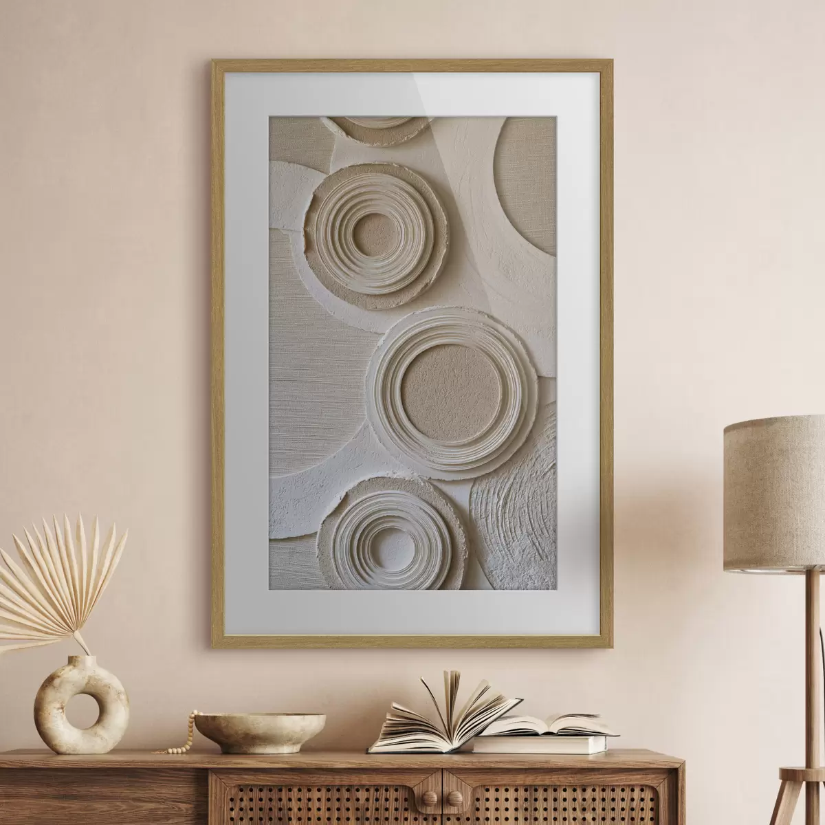 Poster Geometrická kompozice s kruhy a reliéfním efektem f49956