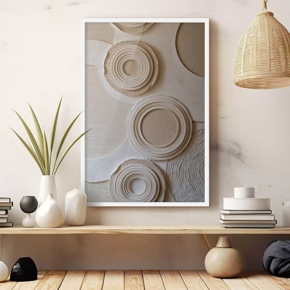 Poster Geometrická kompozice s kruhy a reliéfním efektem f49956