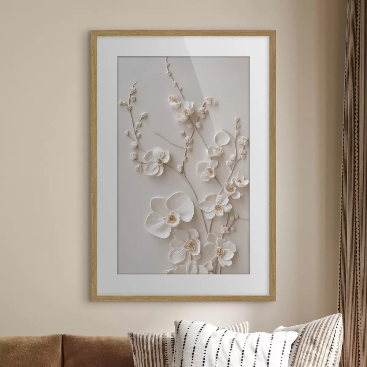 Poster Objemné bílé květy na jemných větvičkách f49957