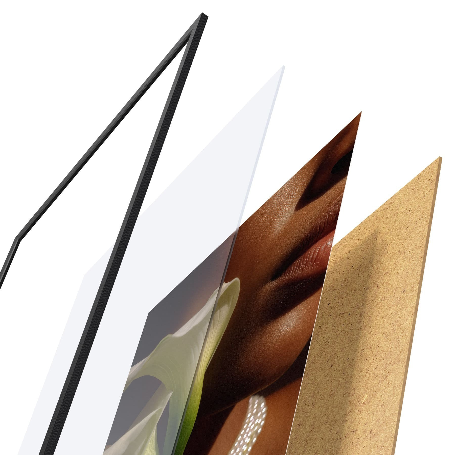 Poster Portrét s bílými květinami v jemném světle f49980