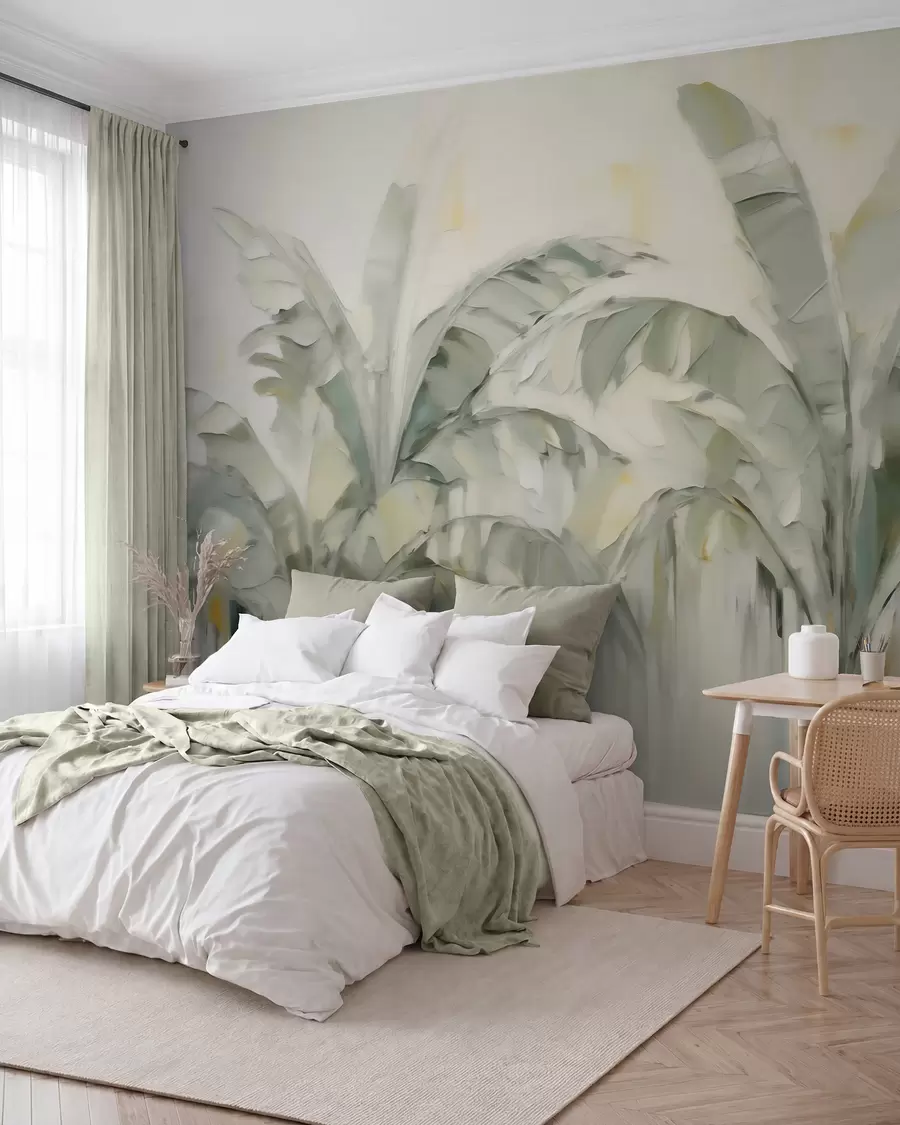 Fototapet Abstraktní palmové listy, imitace malby w05826