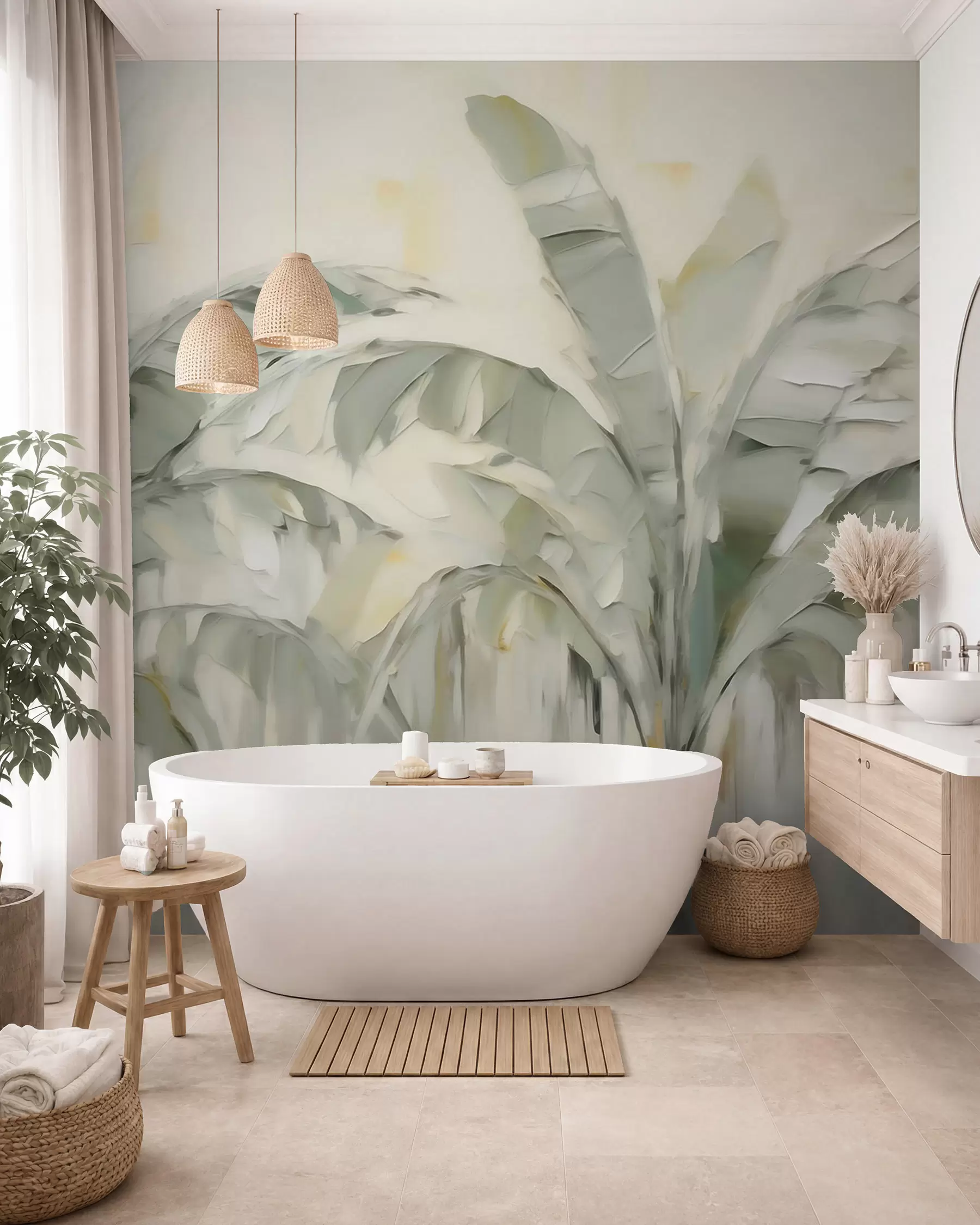 Fototapet Abstraktní palmové listy, imitace malby w05826