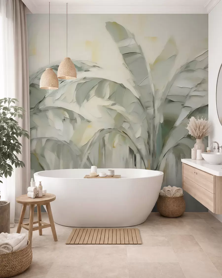 Fototapet Abstraktní palmové listy, imitace malby w05826