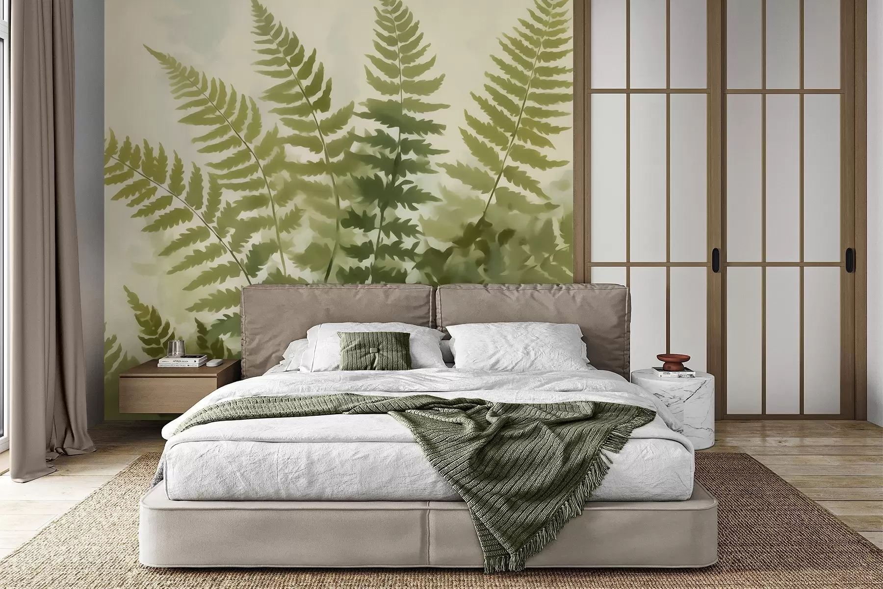 Fototapet Abstraktní stylizované listy kapradiny, imitace malby w05852