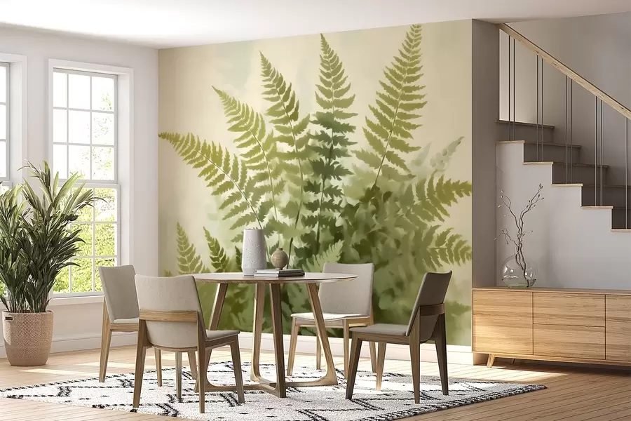 Fototapet Abstraktní stylizované listy kapradiny, imitace malby w05852