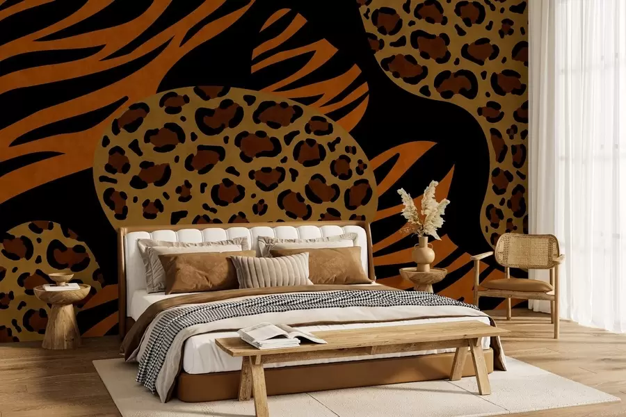 Fototapet Vzory s motivy leoparda a tygra, inspirované divokými zvířaty w05759