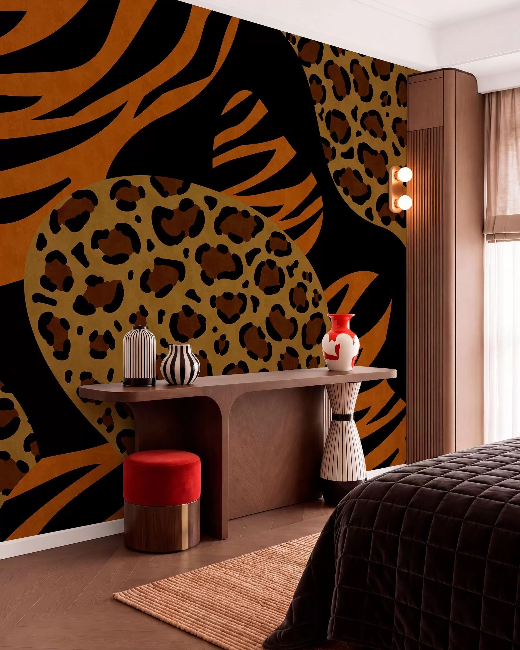 Fototapet Vzory s motivy leoparda a tygra, inspirované divokými zvířaty w05759