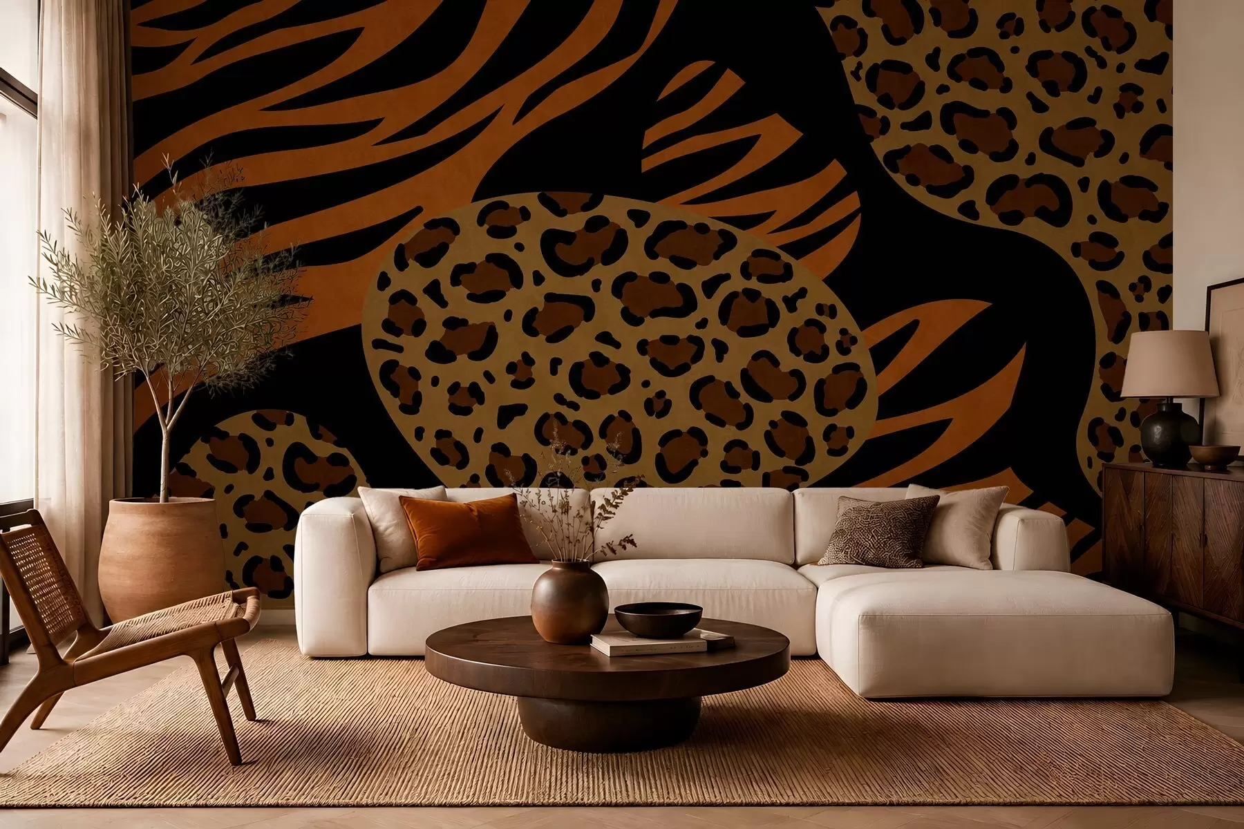 Fototapet Vzory s motivy leoparda a tygra, inspirované divokými zvířaty w05759