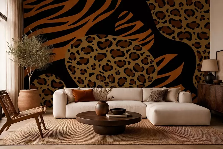 Fototapet Vzory s motivy leoparda a tygra, inspirované divokými zvířaty w05759
