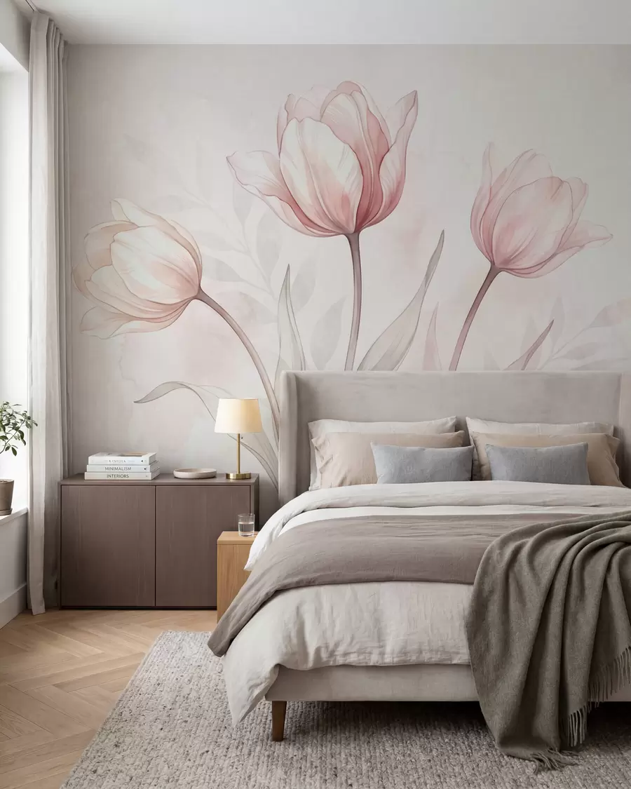 Fototapet Jemné tulipány ve stylu akvarelu w10005
