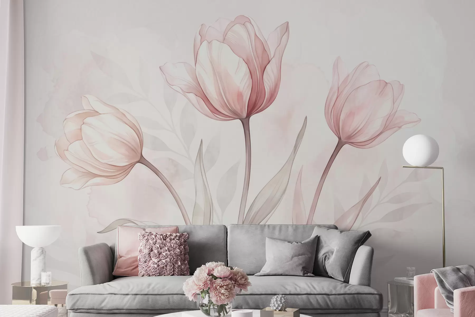 Fototapet Jemné tulipány ve stylu akvarelu w10005