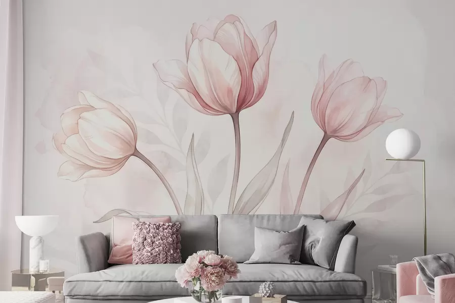 Fototapet Jemné tulipány ve stylu akvarelu w10005