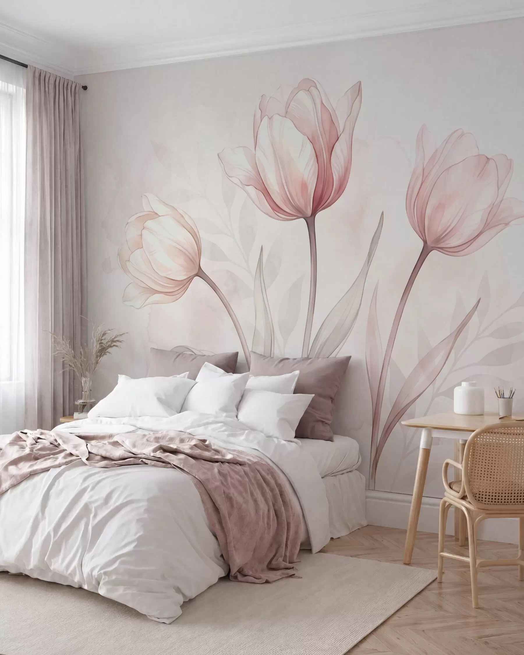 Fototapet Jemné tulipány ve stylu akvarelu w10005