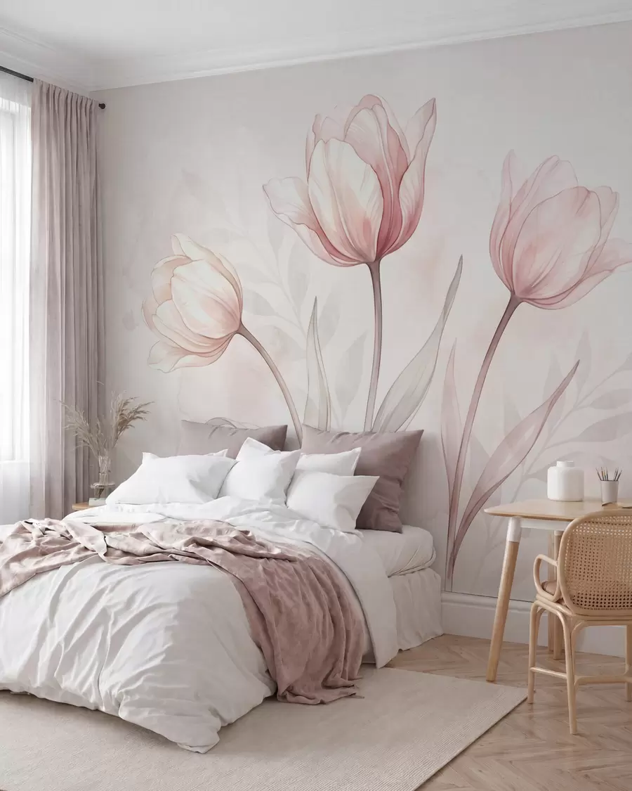Fototapet Jemné tulipány ve stylu akvarelu w10005