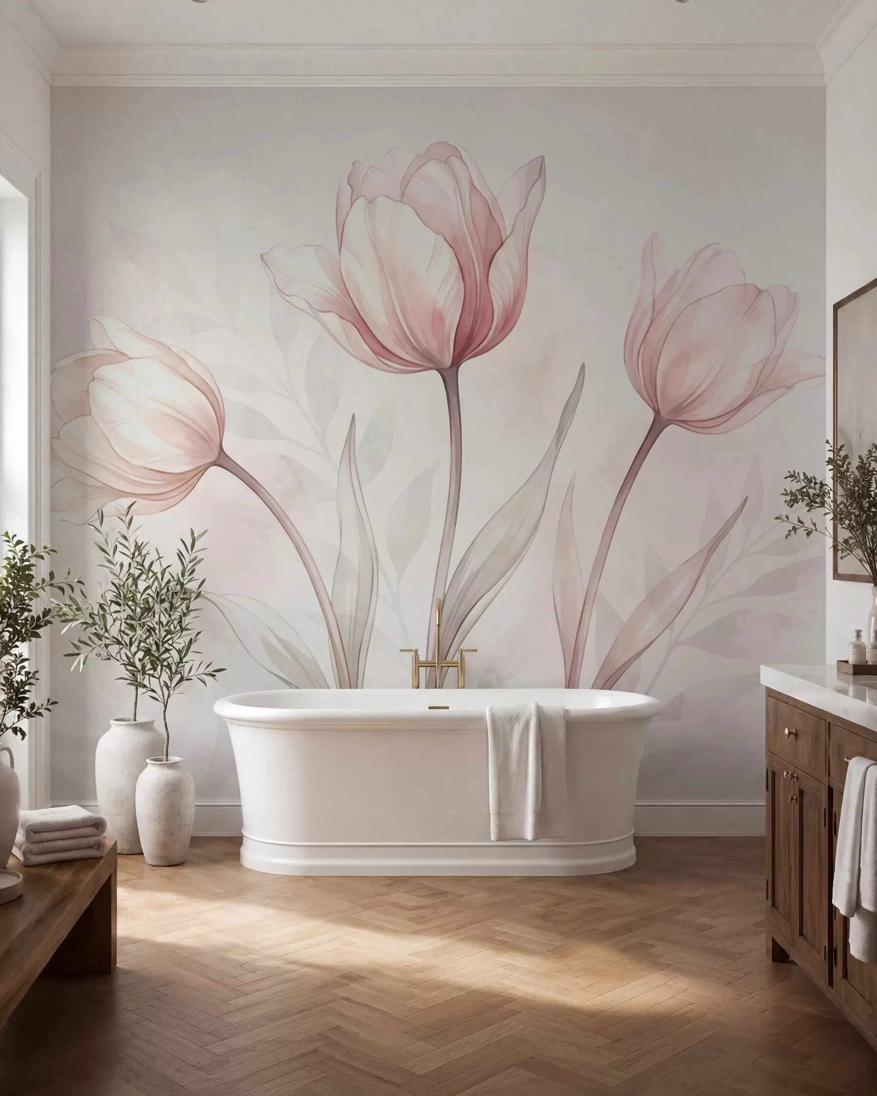 Fototapet Jemné tulipány ve stylu akvarelu w10005