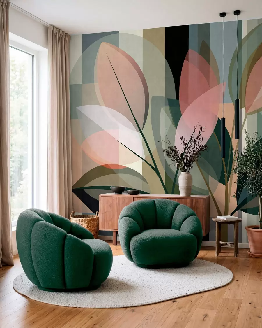 Fototapet Stylové abstraktní dílo s motivem rostlin w05871