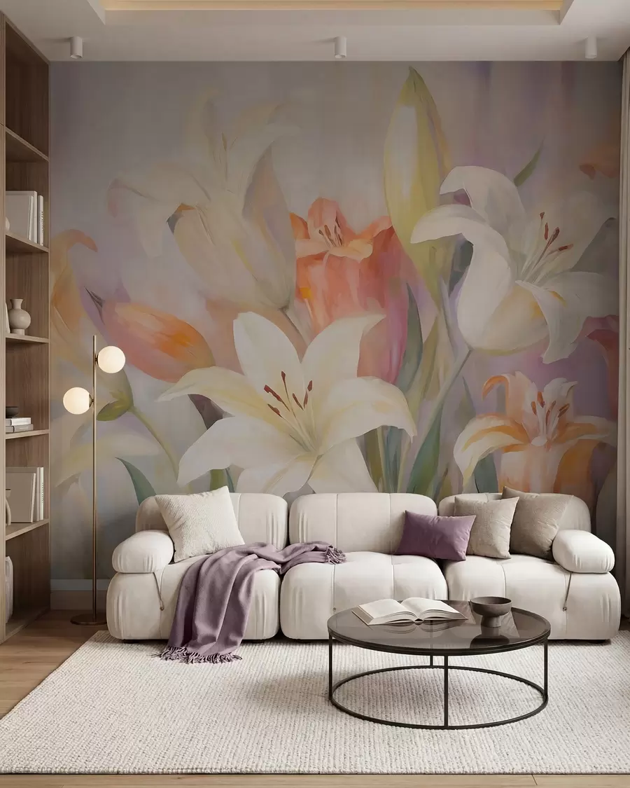Fototapet Abstraktní lilie, imitace malby w05878