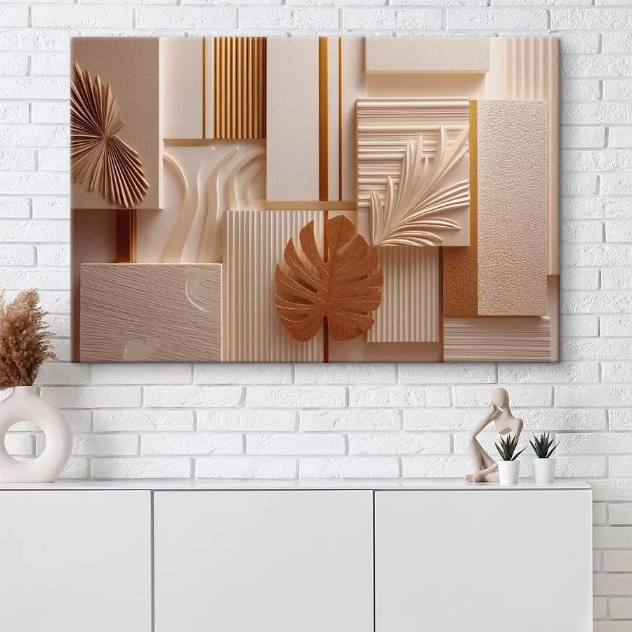 Obraz Geometrické tvary s ozdobnými listy Č. s50442