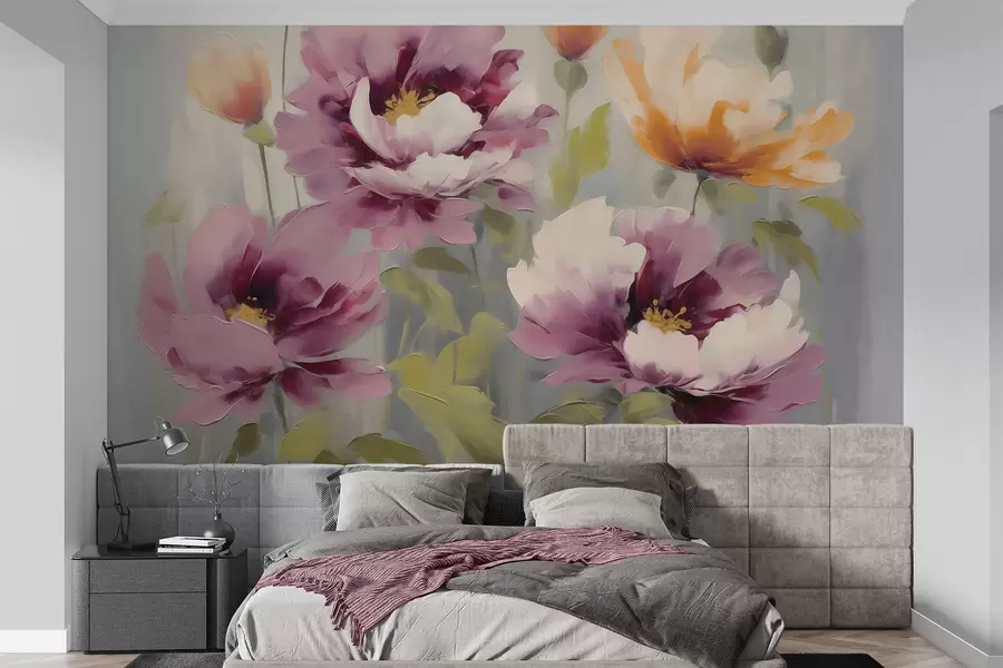Fototapet Abstraktní stylizované květiny, imitace malby w05848