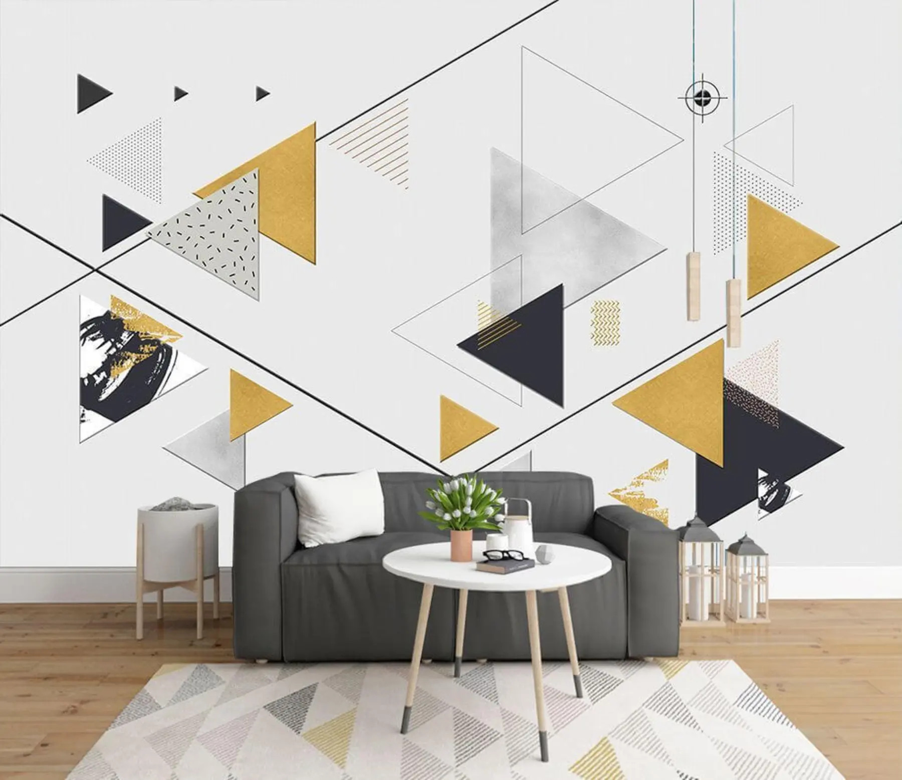 Fototapet Žluté trojúhelníky, abstraktní u41393