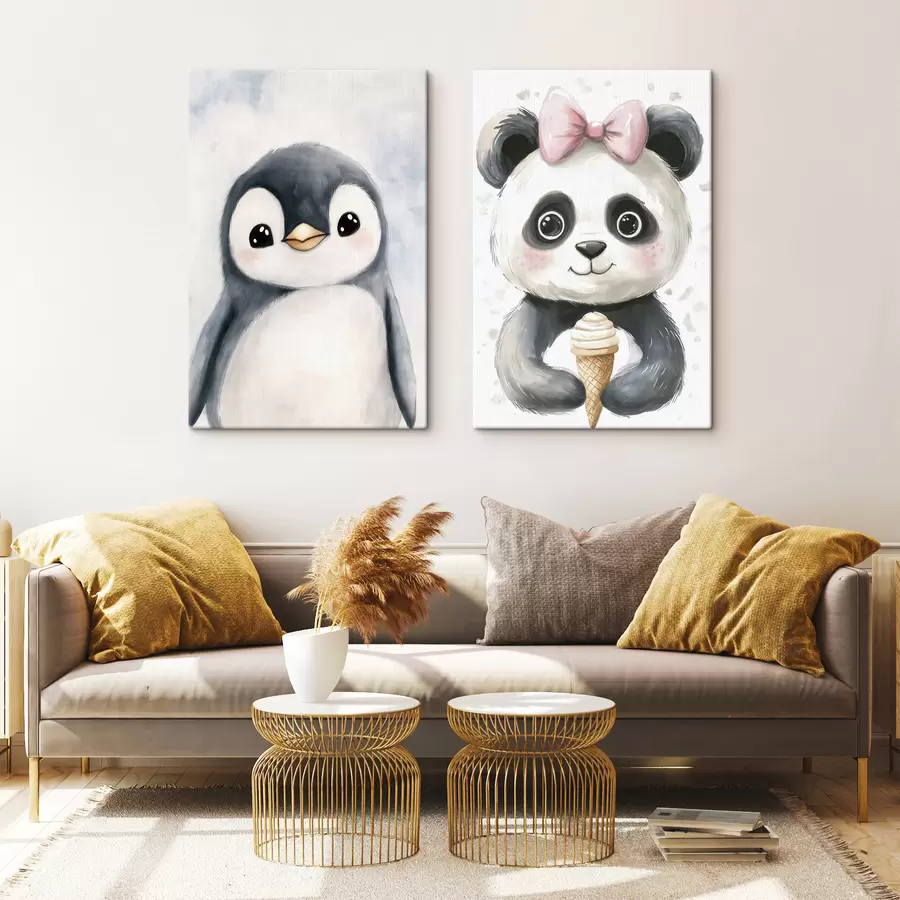 Obraz Tučňák a panda se zmrzlinou Č. m31014