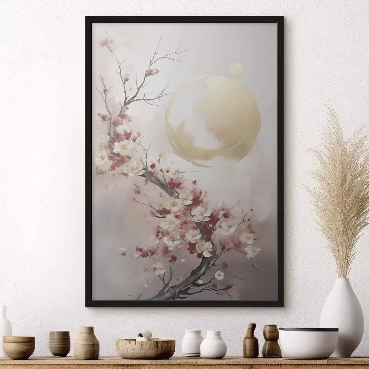 Poster Abstraktní květy na stromě, imitace malby f50844