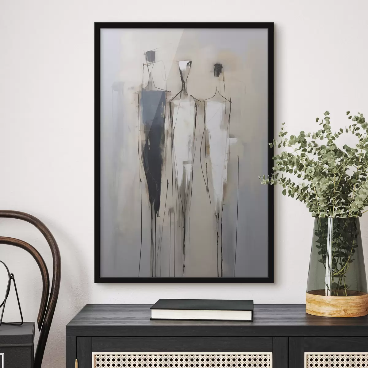 Poster Abstraktní siluety, imitace malby f50849