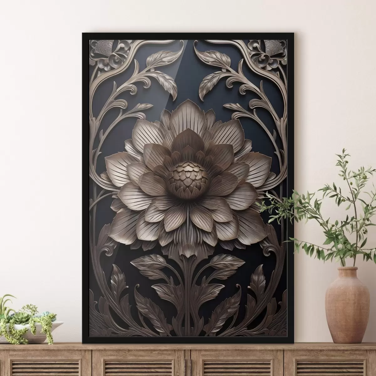 Poster Vyřezávaný monogram s 3D květinou f50919