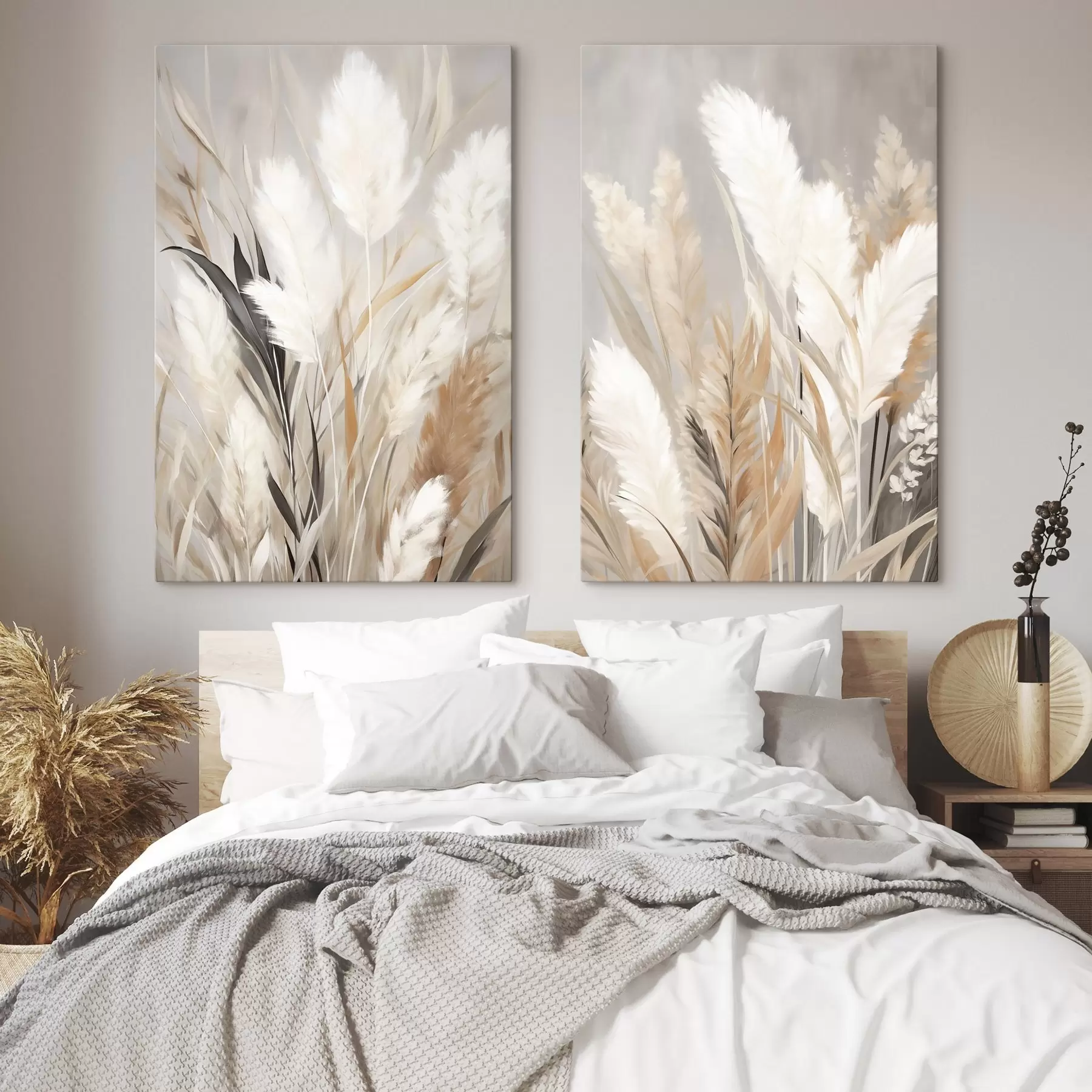 Obraz Bílý pampas na šedobéžové Č. m31044